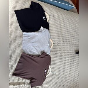 TNA Heather Gray and Brown and Black  Ribbed crop Tops